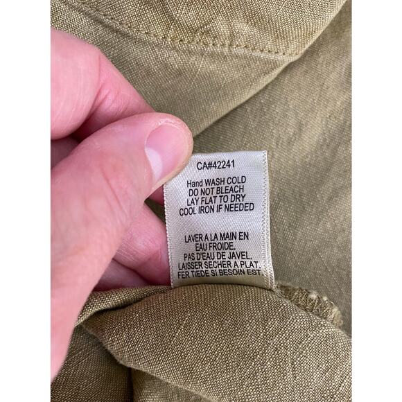 YFB Women's Size S Green Fringed Hem Button Up Linen Blend Tank Top - Picture 7 of 7